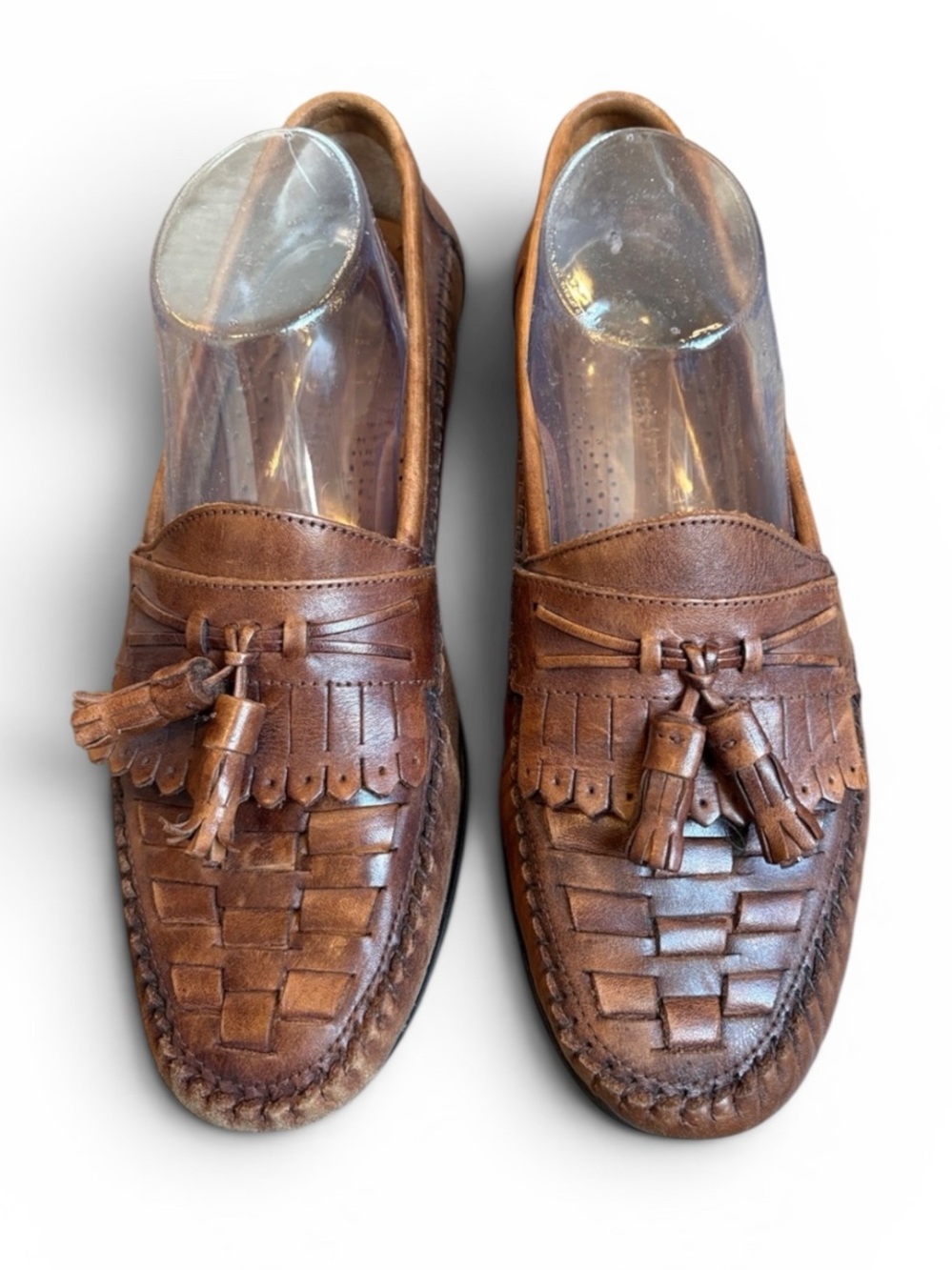 Earth Shoe Dale Leather Woven Loafers Men's 8D Brown Tassel